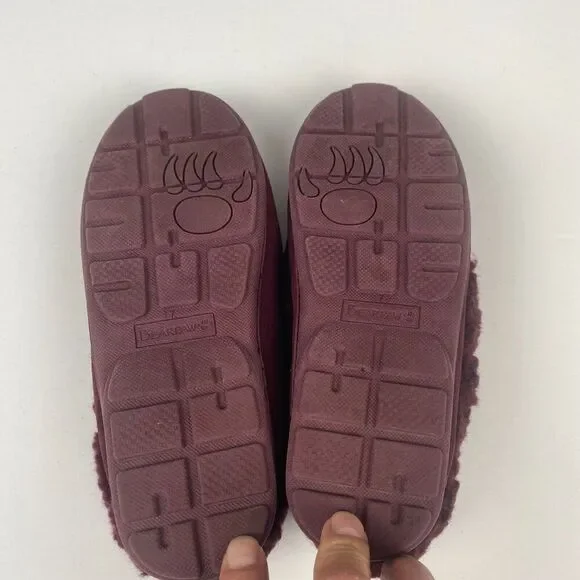 BEARPAW Women Moccasin Comfortable & Light-Weight Slipper/Shoe Size 7 Wool Wine - Picture 12 of 14
